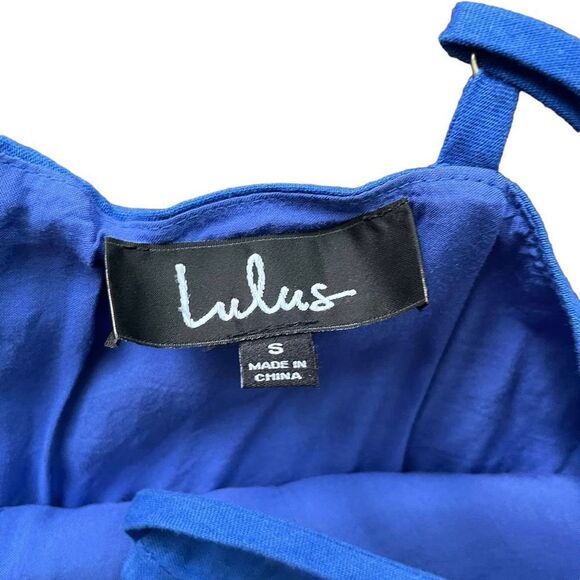Lulus Brielle Skater Dress Ruffle Blue Size Small - Picture 7 of 7